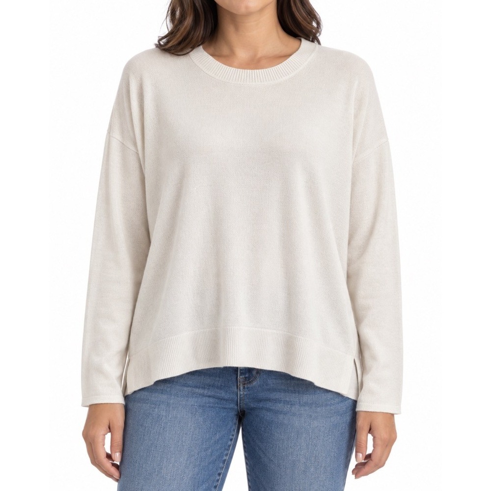 Lucky Brand Womens Cream Pullover Sweater Crewneck Long Sleeve Size L